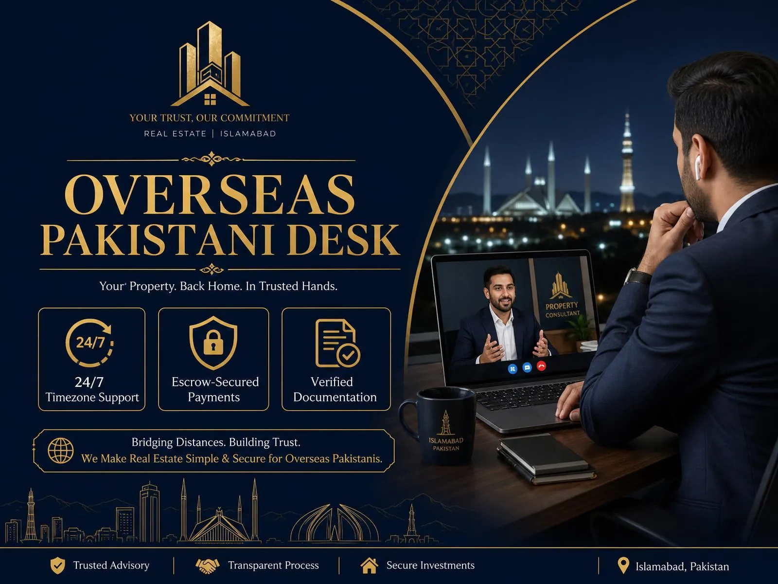 Zulfiqar Enterprises Overseas Pakistani Desk — 24/7 timezone support, escrow-secured payments and verified documentation